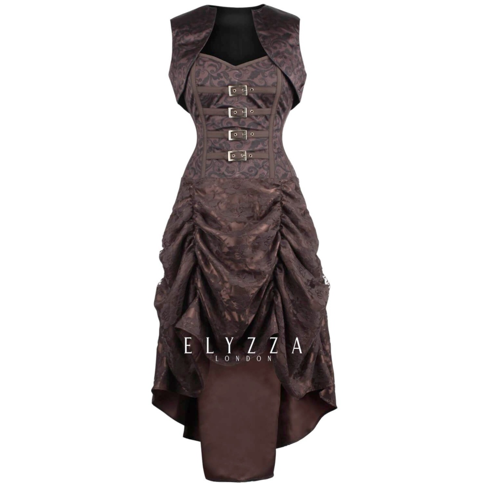 Attitude Corsets - Steampunk Longue corset robe - Marron
